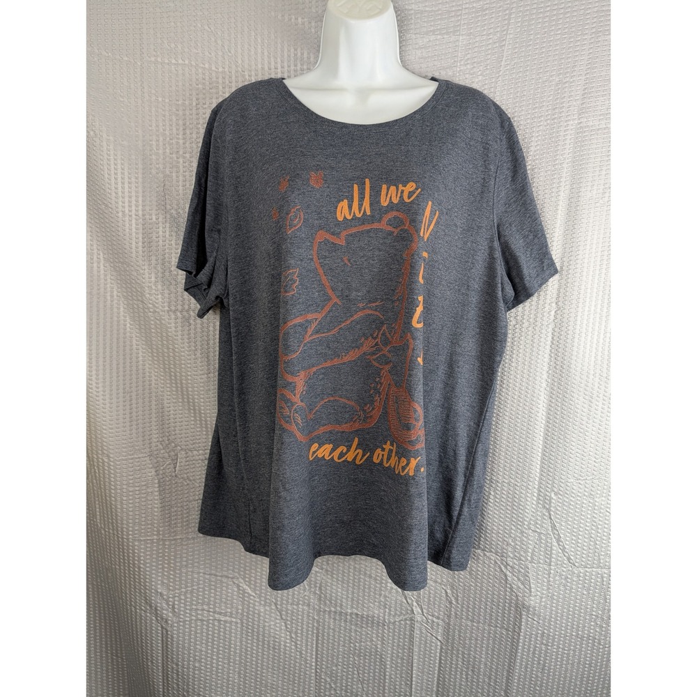 Disney Winnie the Pooh Graphic Tee XL All We Need Is Each Other Gray Copper